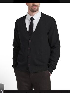 Kallspin V-Neck Button Cardigan Sweater- Large